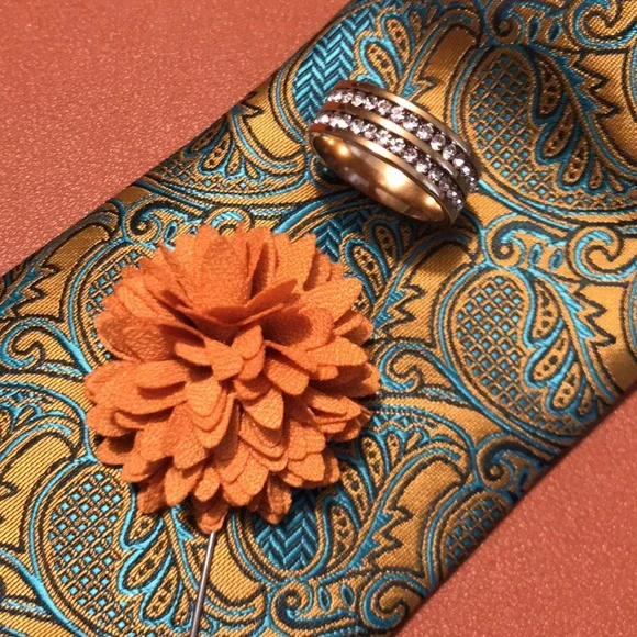 Paisley Golden teal Tie Set